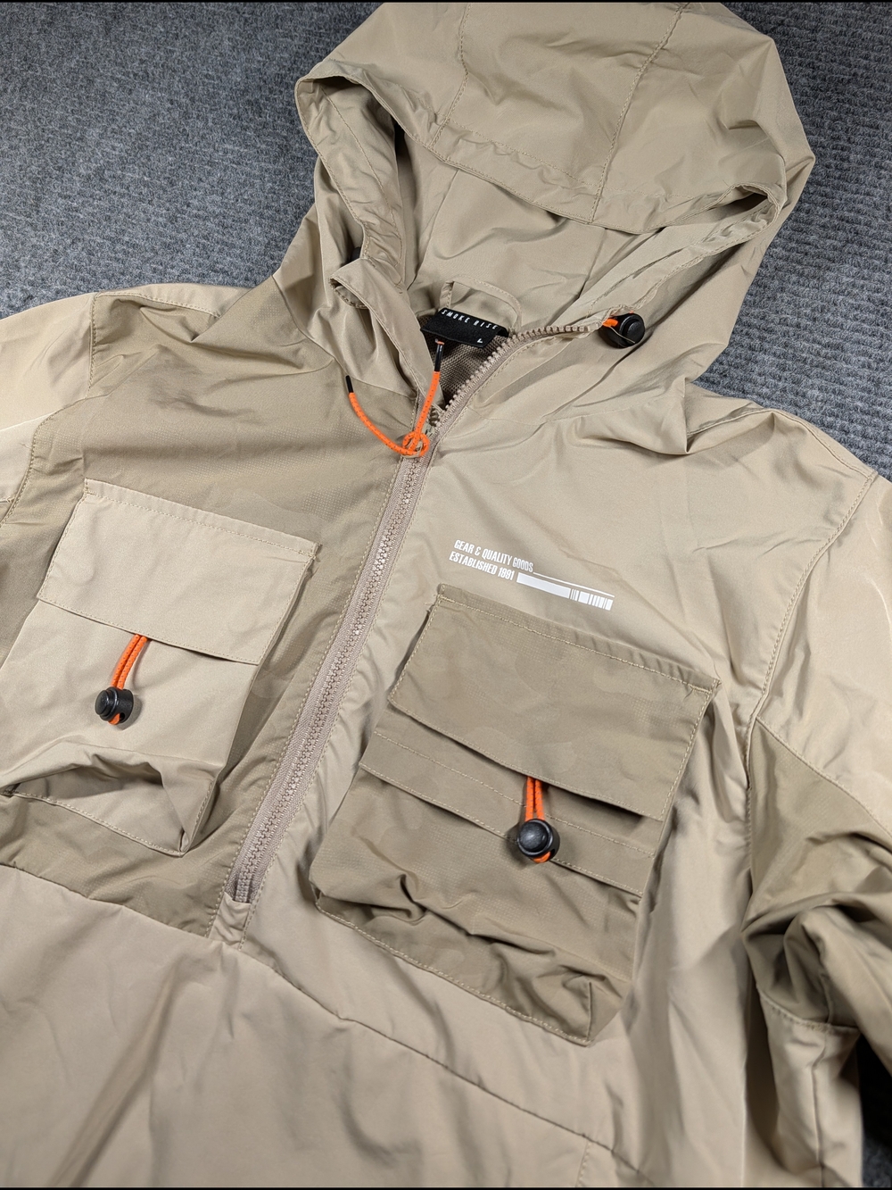 Smoke Rise NY Men's Utility Anorak Jacket Hooded Mid length Zip